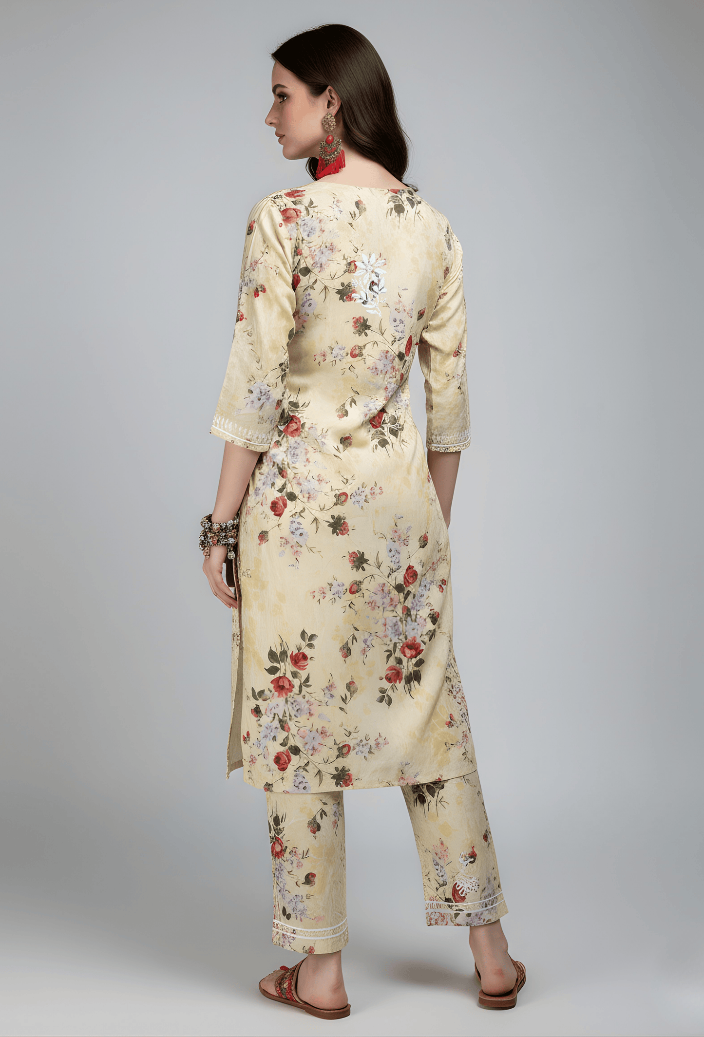 NAQSH Cotton Chikankari Hand Embroidered Women's Kurta Set - Yellow