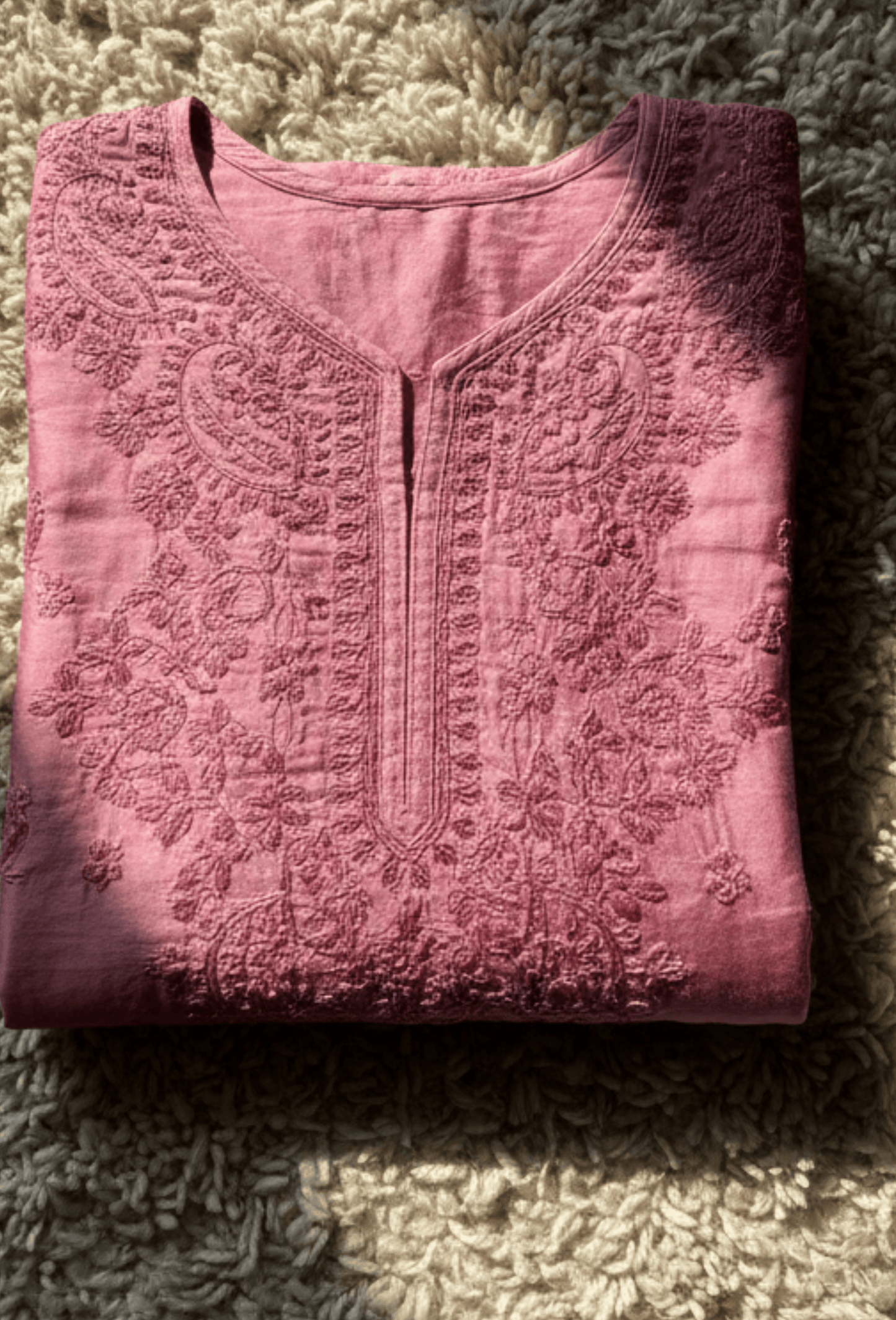 Chanderi Chikankari Hand Embroidered Kurta Set - Pink